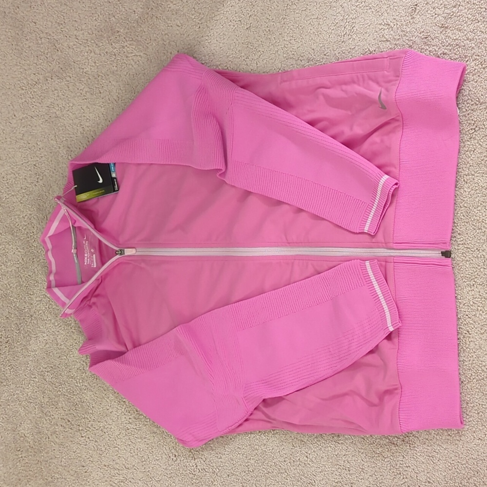 Nike Women's Pink Knit Full Zip Golf Tour Performance Dri-Fit Jacket